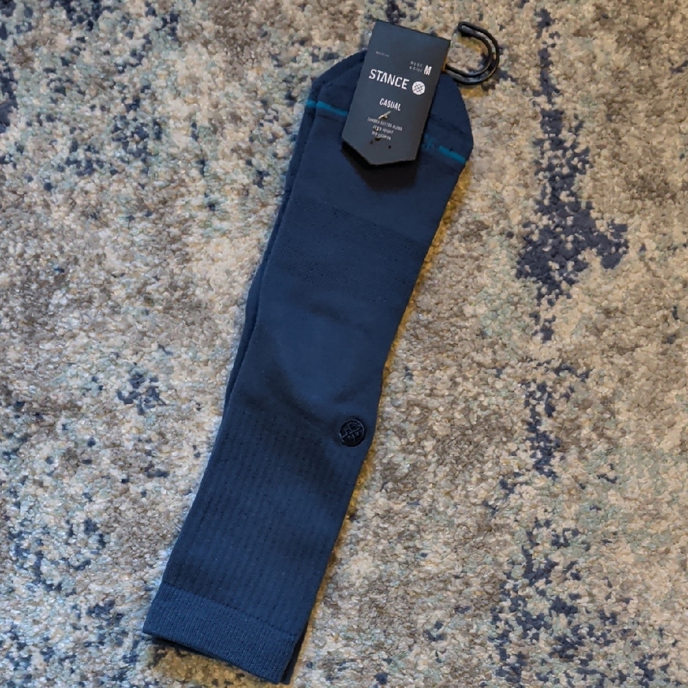 Unisex Stance Navy Crew Socks with Teal Detail - Men's Casual
